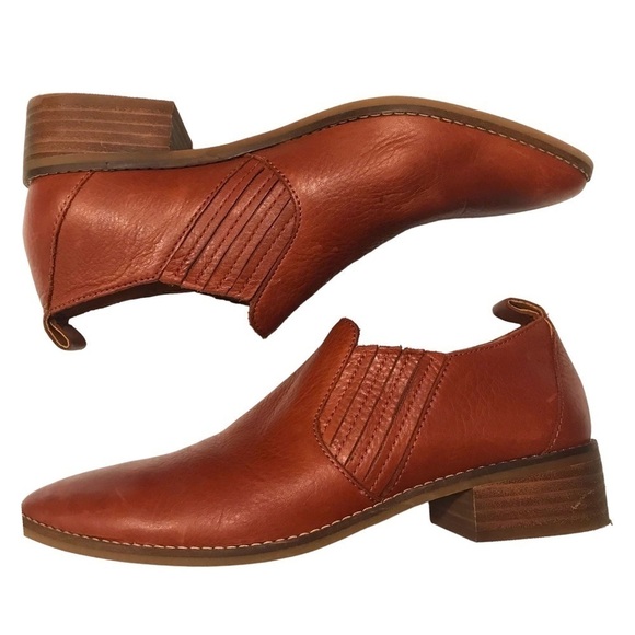 Lucky Brand Lenci Leather Slip On Block Heel Western Style Bootie Womens 8M - Picture 2 of 10